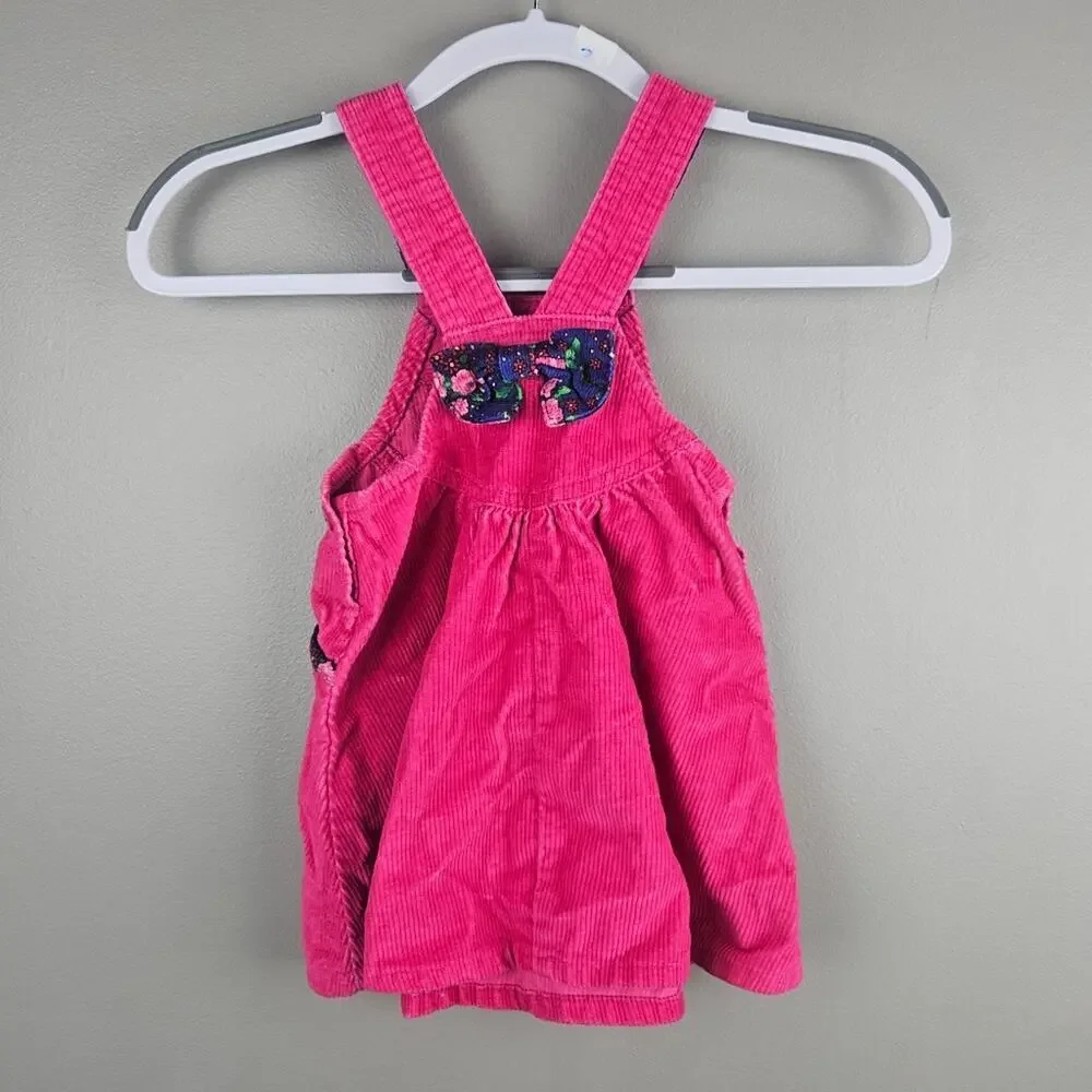 Vintage Oshkosh Floral Corduroy Pink Dress Size 3T